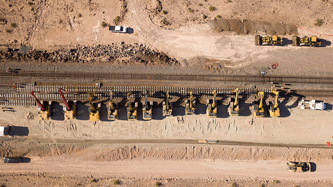 An aerial view of the work under way between Ash Hill and Siberia, California  An aerial view of the work under way between Ash Hill and Siberia, California