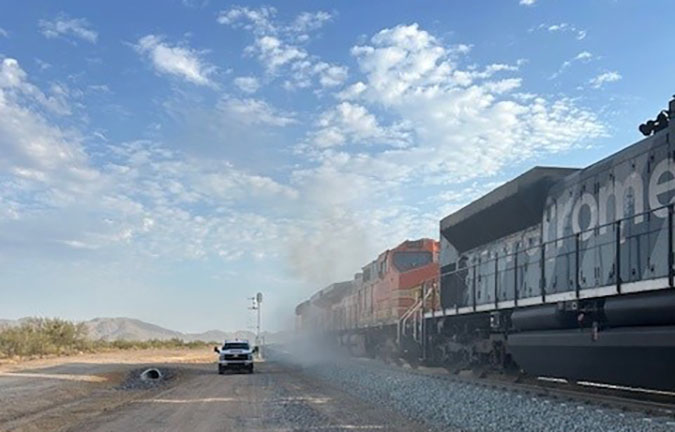 The first train on the Congress siding  The first train on the Congress siding